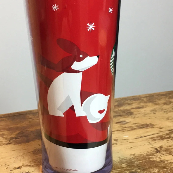 Starbucks Holiday Coffee Tea Travel Mug 16oz. Tumbler Sledding Dog - Picture 2 of 9
